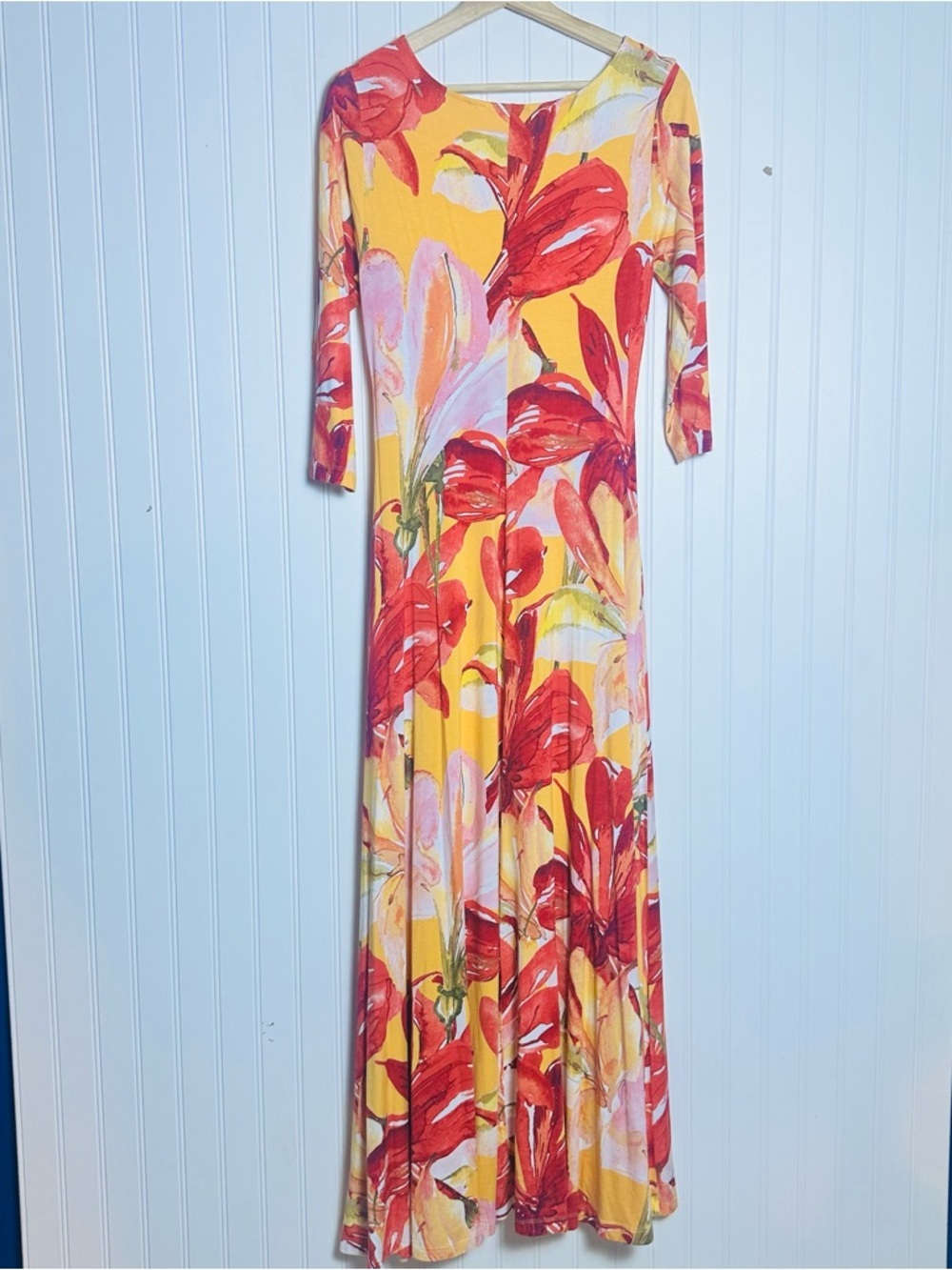 Soft Surroundings ELIA Dress Apricot Floral 3/4 Sleeve Floral S V-neckline - Picture 10 of 14